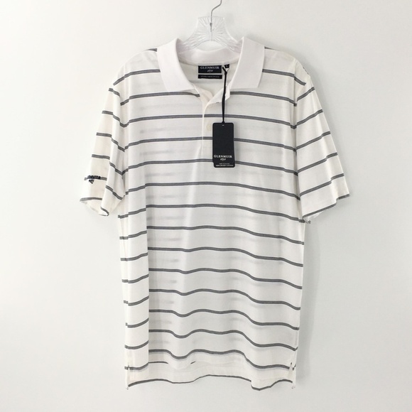 Glenmuir 1891 Men Polo Shirt Golf Performance White Blue Mercerised Cotton Sz L - Picture 6 of 11